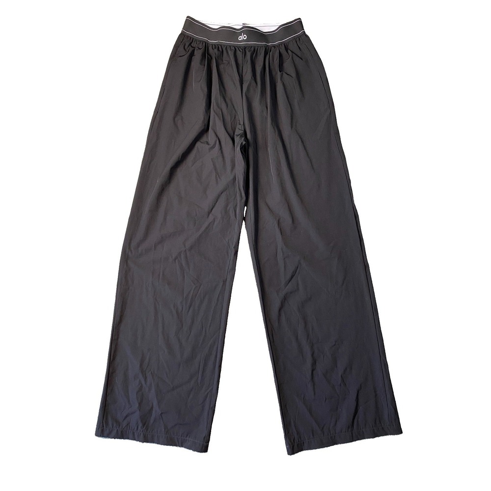 ALO Yoga Women's Suit Up Trouser Black Wide Leg Pants Size Medium Trousers
